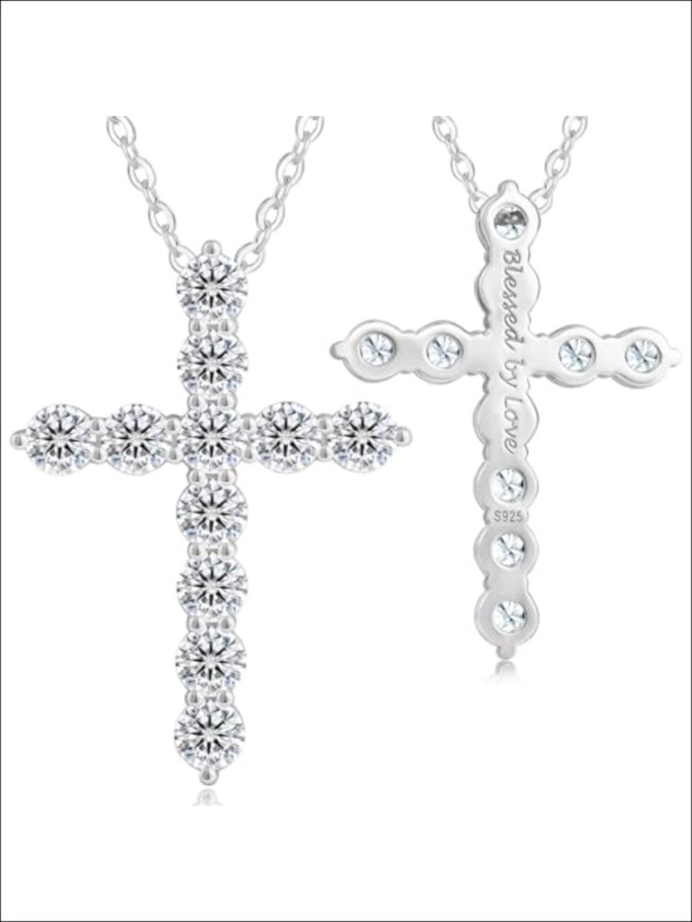 Moissanite Cross Necklace 14K Gold Plated 925 Sterling Silver 2.2Ctw